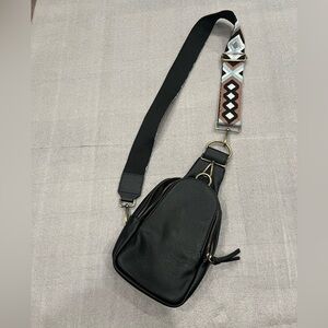Anthropologie Aztec Geo woven Belt Black Sling Bag
